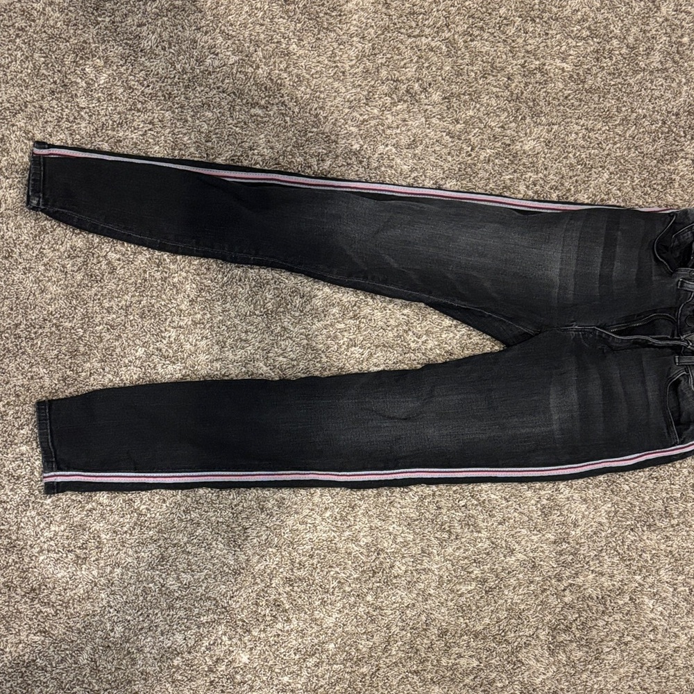 Hudson Jeans Black Skinny with Pink Trim